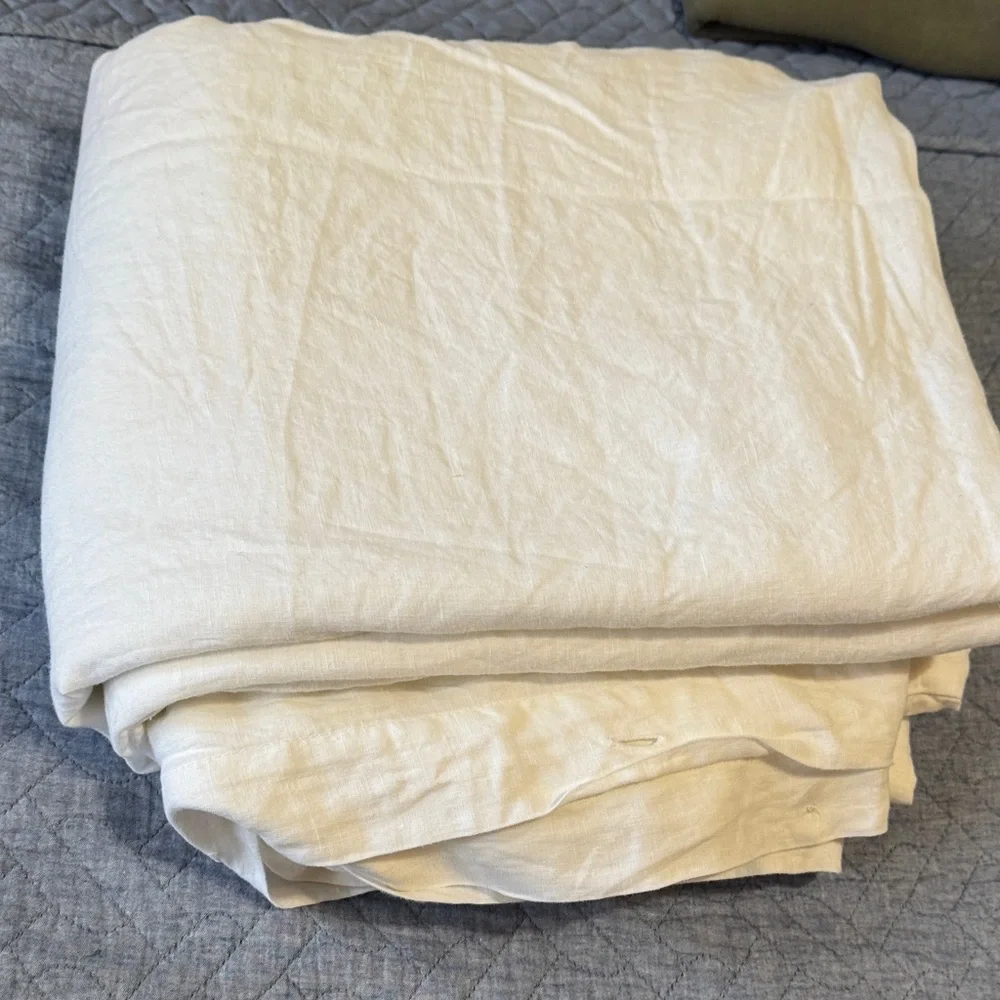 West Elm White Linen Duvet Cover king size